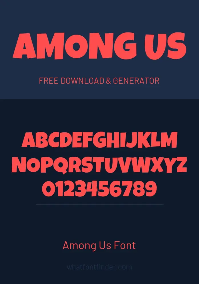 Among Us Font specimen Among Us Font shown in the font available on this page