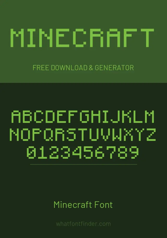Minecraft Font shown in the font available on this page