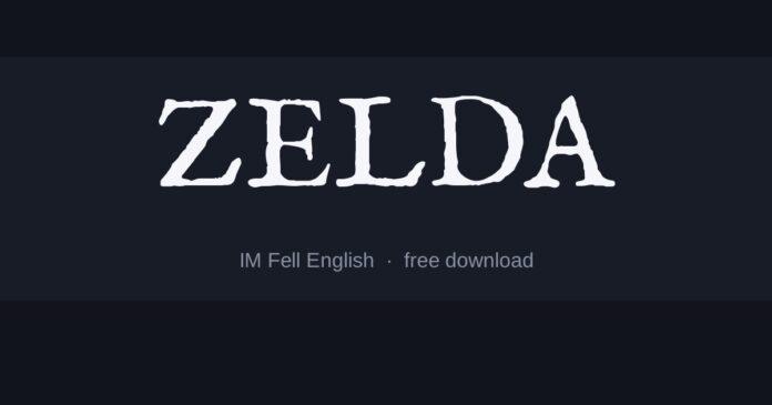 Zelda Font specimen