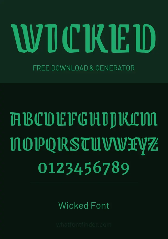 Wicked Font specimen Wicked Font shown in the font available on this page